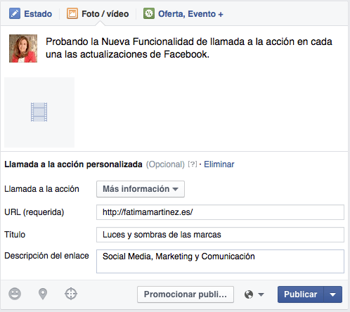 Llamada acción Facebook